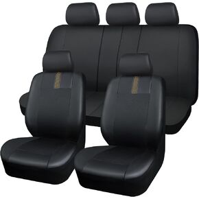 CAR-GRAND Faux Leather Car Seat Covers Two Front, 100% Waterproof Breathable Automotive Front and Rear Seats Cushions Airbag Compatible Unviersal Fit for Cars Sedans SUV Pickup Trucks, Black and Red in Kuwait