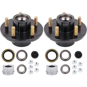 2 Sets Trailer Hub Kit 4 Bolt 4 for 2000 lbs Trailer Axles 1" & 1-1/16" Straight Spindle, Trailer Idler Hub Kit with L44643 L44649 Bearing Kit