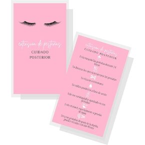Spanish Lash Aftercare Instructions | 50pk | Cuidado Posterior de la Extensión de Pestañas | 2 x 3.5" | Lash Extension Supplies white and black, matches intake forms