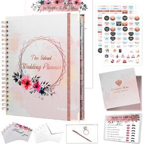 Wedding Planner Book Rose Gold - Ideal Bridal Planning Journal Set with Checklists, Undated Calendar, Accessories, Luxury Box & Online Tools - Perfect Future Mrs Gifts