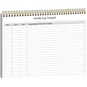 (2-Pack) Activity Log Notepad - Spiral Activity Log Book for Business Work, Undated Weekly To Do List Notepad, Organized Time Spending, Appointment or Contact, Total in 104 Sheets, 100gsm Paper, 8.5" x 11"