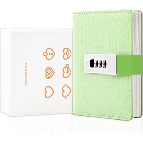 CAGIE Journal with Lock Personal Secret Diary Mini Locking Diary for Girls Adults Women Lock journal Combination Locked Writing Travel Notebook Macaron Pink