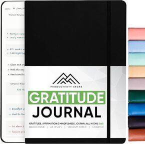 Gratitude Journal & Self Care Journal - Guided Mental Health Journal & Self Love Journal For Women & Men - A5 5.8" x 8.3" - Black - PRODUCTIVITY STORE