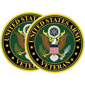 2-Pack United States Army Vetran Vinyl Sticker Decal - 4 Inches - Us Army Veteran Stickers for Car Truck Van Window Bumper Laptop Tablet Cup Tumbler Water Bottle and Any Smooth Surface