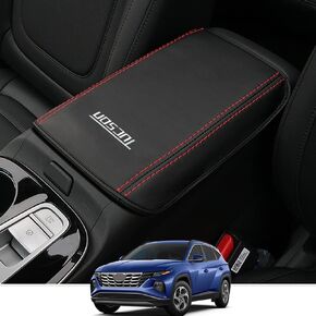 Center Console Armrest Cover Suitable for Hyundai Tucson 2022 2023 2024 Scratch Resistance Armrest Box Leather Cover Interior Decoration Accessories(Black)
