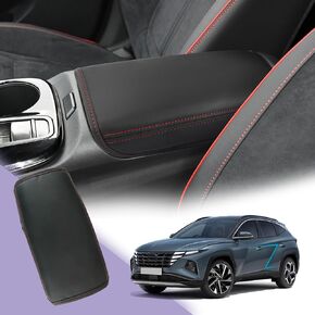 2024 Tucson غطاء وحدة التحكم المركزية 2022-2024 Hyundai Tucson غطاء مسند الذراع Tucson Center Console مسند الذراع وسادة جلدية ناعمة 2023 Tucson SEL مسند الذراع وحدة التحكم غطاء 2024 2023 Hynudai Tucson Accessories (أسود)