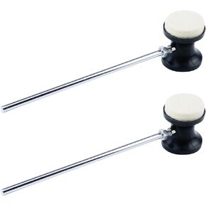 2PCS Dual Sided Bass Drum Pedal Beater, Bass Drum Pedal Beater with Stainless Steel Shaf Drum Percussion Parts Accessories (Black)