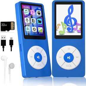 MP3 Player with 32GB TF Card,Built-in HD Speaker,Portable HiFi Music Player with Video/Voice Recorder/FM Radio/Photo Viewer/E-Book Player for Kids in Kuwait