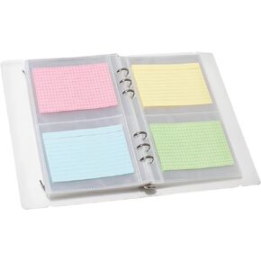 3x5 Index Card Holder Binder Card Organizer for Note Cards, Flash Cards, and Recipe Cards, 90 Card Sleeves - Stores up to 180 Index Cards, Indexcard Notecard Storage Solution.