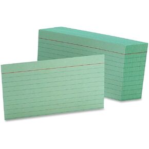 Oxford Ruled Color Index Cards, 3" x 5", Green, 100 Per Pack (7321 GRE)