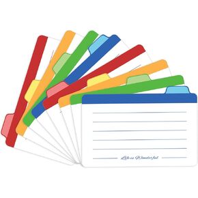 Neando Index Cards Guide Dividers 3x5 inches, The Blank Index Cards Guide, 1/4 Cut Tabbed Note Cards, File and Recipe Guides, 400gsm Paper, Assorted Colors, 20 Counts