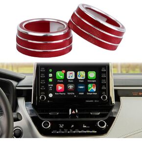 Center Control AC Air Conditioning Climate Control Switch Knob Cover Ring Trim Compatible with Toyota Corolla Sedan 2020 2021 2022 Interior Accessories (Red) in Saudi Arabia