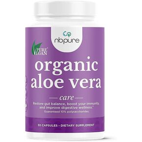 nbpure Organic Aloe Vera, Restore Gut Balance, Immunity Support and Digestive Wellness 30, Vegan Capsules