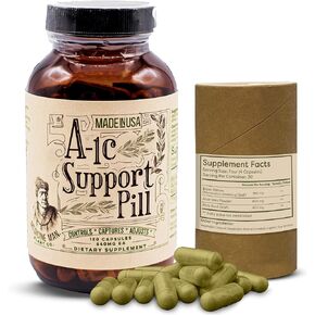 A-1C Support 120 Capsules - Natural and Organic with Bitter Melon, Holy Basil, and Aloe Vera Extract - Non-GMO and Herbal Formula