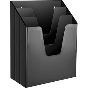 Acrimet Vertical Triple File Folder Holder Organizer (Black Color)