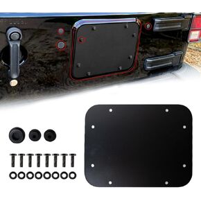 Aluminum Spare Tire Carrier Delete Filler Plate Flat Tailgate Vent Cover & Tailgate Frame Rubber Plug with Bolts Fits 2007-2017 for Jeep Wrangler JK & JKU