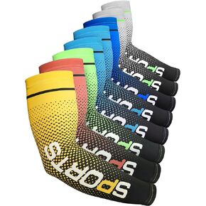 Newcotte 8 Pairs UV Sun Protection Arm Sleeve for Men Women Cooling Sport Sleeve to Cover Arm Ice Silk Compression Cover