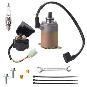 GY6 Starter Motor and Starter Relay Solenoid for 50cc 150cc 200cc 250cc ATV Go Karts ATV Scooter Moped Dune Buggys Quad 4 Wheelers TAOTAO Baja，4-Stroke GY6 Engine(9 Teeth)