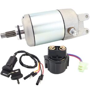 Starter Motor & Solenoid Relay & Ignition Switch Replacement for Honda ATV FourTrax 300 TRX300 TRX300FW 1988-2000 31200-HC4-023 31200-HC4-033 SM13213 128000-4400