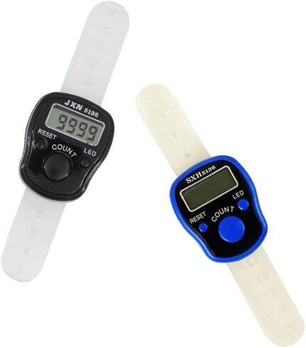 2pcs Finger Counter Digital Finger Supplies Mechanical Number Click Muslim Prayer Beads Plastic Rosary Digital Counter Tally Counter Ring Counters Electronic Finger Counters Tool,Random Color in Kuwait