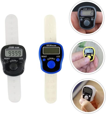 2pcs Finger Counter Digital Finger Supplies Mechanical Number Click Muslim Prayer Beads Plastic Rosary Digital Counter Tally Counter Ring Counters Electronic Finger Counters Tool,Random Color in Kuwait