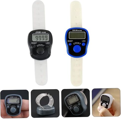 2pcs Finger Counter Digital Finger Supplies Mechanical Number Click Muslim Prayer Beads Plastic Rosary Digital Counter Tally Counter Ring Counters Electronic Finger Counters Tool,Random Color in Kuwait