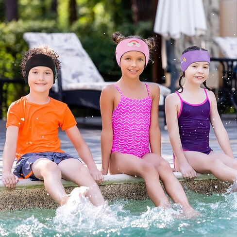 HeySplash Swimming Headband Kids, Ear Bands with Swimming Ear Plugs, Soft Swim Earplugs Reusable, Waterproof Swimmer Headband for Kids, 2 Pair Swimming Ear Plugs, Ear Protection, M, Pink Unicorn in Kuwait