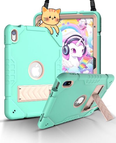 حافظة لجهاز iPad الجيل العاشر 10.9 بوصة 2022، حافظة iPad 10 مع مسند، غطاء واقٍ متين مقاوم للصدمات 2 في 1 مع حامل مدمج (أسود وأزرق) in Kuwait