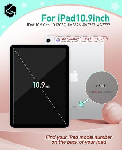 حافظة لجهاز iPad الجيل العاشر 10.9 بوصة 2022، حافظة iPad 10 مع مسند، غطاء واقٍ متين مقاوم للصدمات 2 في 1 مع حامل مدمج (أسود وأزرق) in Kuwait