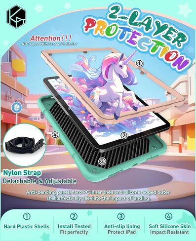 حافظة لجهاز iPad الجيل العاشر 10.9 بوصة 2022، حافظة iPad 10 مع مسند، غطاء واقٍ متين مقاوم للصدمات 2 في 1 مع حامل مدمج (أسود وأزرق) in Kuwait