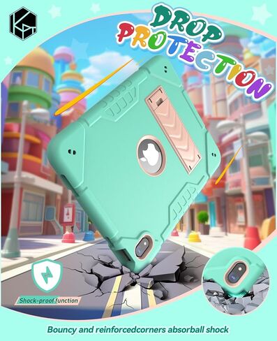 حافظة لجهاز iPad الجيل العاشر 10.9 بوصة 2022، حافظة iPad 10 مع مسند، غطاء واقٍ متين مقاوم للصدمات 2 في 1 مع حامل مدمج (أسود وأزرق) in Kuwait