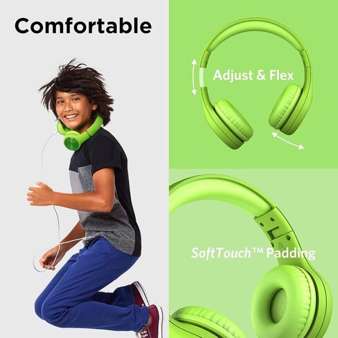 LilGadgets Connect+ Pro Wired Kids Headphones for School with Microphone, Volume Limiting & Noise Cancelling Over-Ear Headset with Cord, SharePort Technology & SoftTouch Padding, Black in Kuwait
