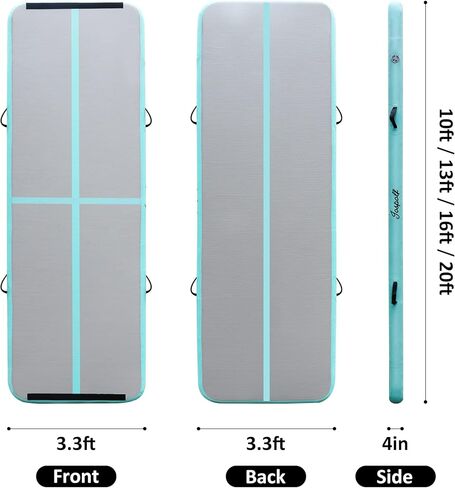 Jospolf 6.6ft نفخ الجمباز الهواء تراجع حصيرة وسادة هوائية لليوجا اللياقة البدنية التايكوندو التدريب على ممارسة الشقلبة مع مضخة كهربائية (الأخضر) in Kuwait