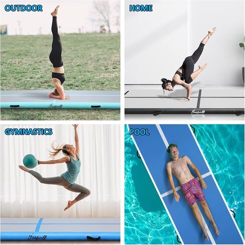 Jospolf 6.6ft نفخ الجمباز الهواء تراجع حصيرة وسادة هوائية لليوجا اللياقة البدنية التايكوندو التدريب على ممارسة الشقلبة مع مضخة كهربائية (الأخضر) in Kuwait