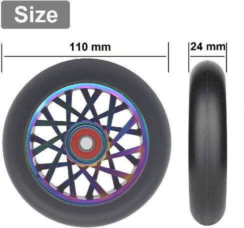aibiku 110mm Hollow Wheel - Bearings ABEC 11 Installed - Pro Stunt Scooter Wheel fit for Fuzion/Envy/MGP/Lucky TFOX/Vokul Pro Scooter Replacement Wheels in Saudi Arabia