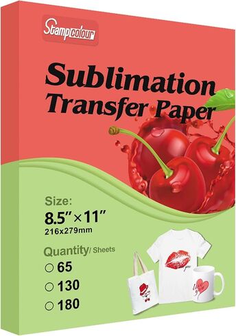 ورق التسامي ورق نقل الحرارة 8.5x11 بوصة A4 130 ورقة لأي طابعة Epson HP Canon Sawgrass النافثة للحبر مع حبر التسامي للقدح، تي شيرت، قماش خفيف DIY 125gsm in Saudi Arabia