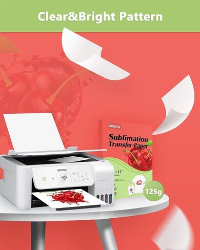 ورق التسامي ورق نقل الحرارة 8.5x11 بوصة A4 130 ورقة لأي طابعة Epson HP Canon Sawgrass النافثة للحبر مع حبر التسامي للقدح، تي شيرت، قماش خفيف DIY 125gsm in Saudi Arabia