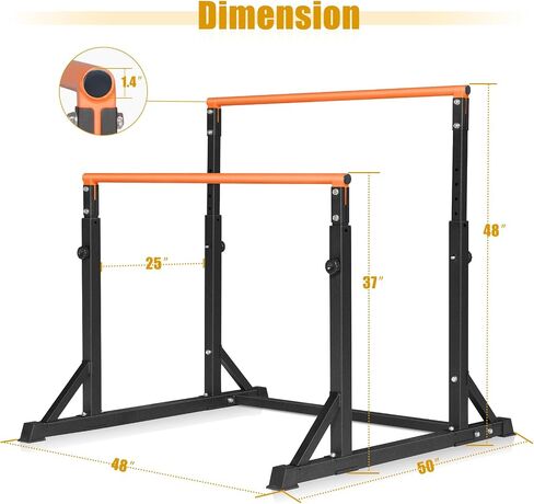Bongkim Dip Bar, Heavy Duty Dip Station with 7 Height Levels, 800lbs Adjustable Parallel Bars for Tricep Dips Pull-Ups L-Sits Calisthenics Exercises Strength Training for Home Gym Outdoor in Kuwait