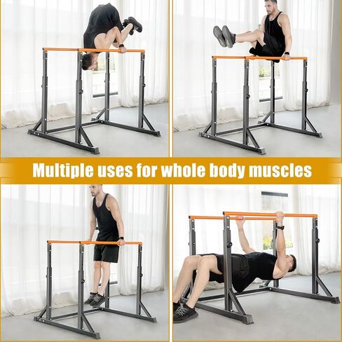 Bongkim Dip Bar, Heavy Duty Dip Station with 7 Height Levels, 800lbs Adjustable Parallel Bars for Tricep Dips Pull-Ups L-Sits Calisthenics Exercises Strength Training for Home Gym Outdoor in Kuwait