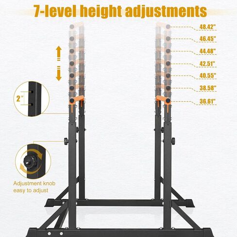 Bongkim Dip Bar, Heavy Duty Dip Station with 7 Height Levels, 800lbs Adjustable Parallel Bars for Tricep Dips Pull-Ups L-Sits Calisthenics Exercises Strength Training for Home Gym Outdoor in Kuwait