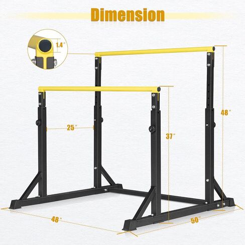 Bongkim Dip Bar, Heavy Duty Dip Station with 7 Height Levels, 800lbs Adjustable Parallel Bars for Tricep Dips Pull-Ups L-Sits Calisthenics Exercises Strength Training for Home Gym Outdoor in Kuwait