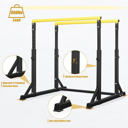 Bongkim Dip Bar, Heavy Duty Dip Station with 7 Height Levels, 800lbs Adjustable Parallel Bars for Tricep Dips Pull-Ups L-Sits Calisthenics Exercises Strength Training for Home Gym Outdoor in Kuwait