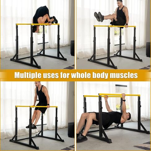 Bongkim Dip Bar, Heavy Duty Dip Station with 7 Height Levels, 800lbs Adjustable Parallel Bars for Tricep Dips Pull-Ups L-Sits Calisthenics Exercises Strength Training for Home Gym Outdoor in Kuwait