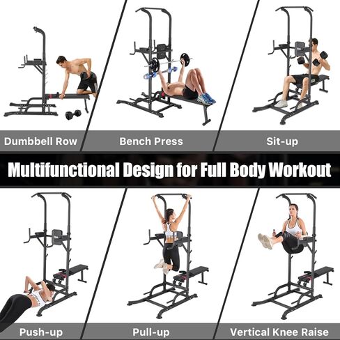محطة Uboway Pull Up Bar، برج الطاقة مع ارتفاعات قابلة للتعديل وزوايا مقاعد الوزن، قضيب سحب قائم بذاته، معدات اللياقة البدنية لتدريب القوة لصالة الألعاب الرياضية المنزلية in Kuwait