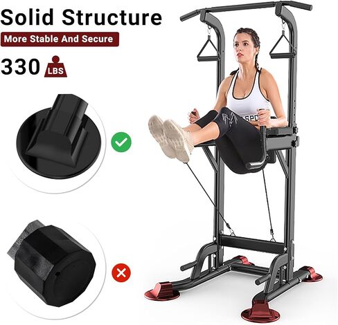 WMK Power Tower Dip Station سحب ما يصل بار للمنزل الصالة الرياضية تدريب القوة اللياقة البدنية معدات التمرين ارتفاع قابل للتعديل متعدد الوظائف 330 رطل مع مسند الظهر in Kuwait