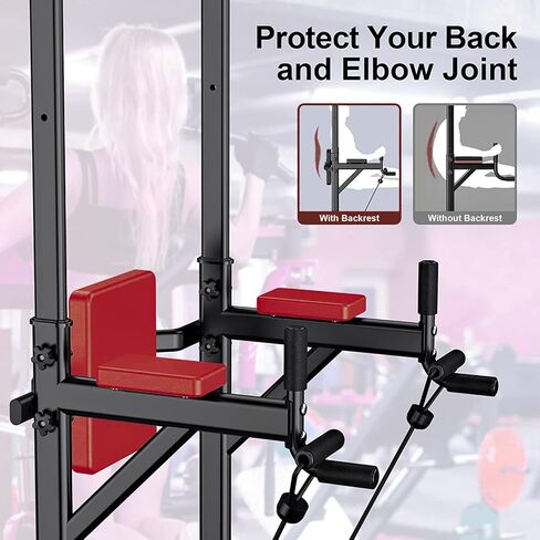 WMK Power Tower Dip Station سحب ما يصل بار للمنزل الصالة الرياضية تدريب القوة اللياقة البدنية معدات التمرين ارتفاع قابل للتعديل متعدد الوظائف 330 رطل مع مسند الظهر in Kuwait