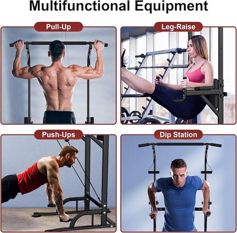 WMK Power Tower Dip Station سحب ما يصل بار للمنزل الصالة الرياضية تدريب القوة اللياقة البدنية معدات التمرين ارتفاع قابل للتعديل متعدد الوظائف 330 رطل مع مسند الظهر in Kuwait