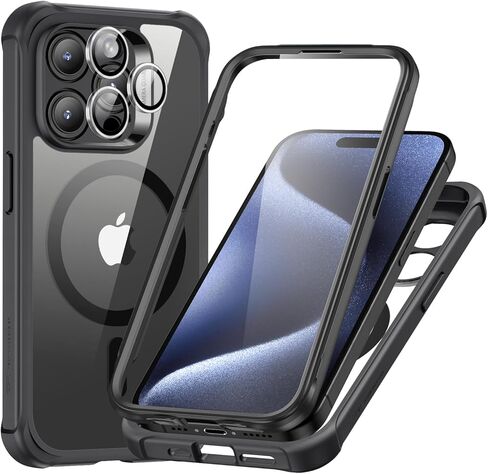 ESR for iPhone 15 Pro Max Case Set, 1 Set Individual Lens Protectors, Compatible with MagSafe Phone Case, Full-Coverage Military-Grade Protection, Scratch Resistant, Armor Series,Clear Black in Kuwait