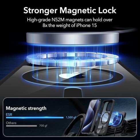 ESR for iPhone 15 Pro Max Case Set, 1 Set Individual Lens Protectors, Compatible with MagSafe Phone Case, Full-Coverage Military-Grade Protection, Scratch Resistant, Armor Series,Clear Black in Kuwait