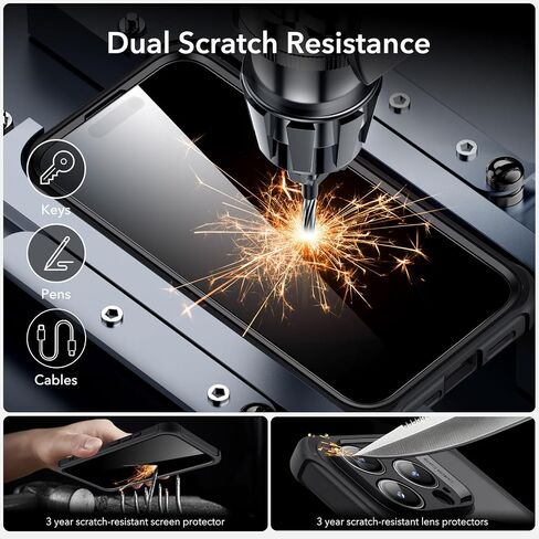 ESR for iPhone 15 Pro Max Case Set, 1 Set Individual Lens Protectors, Compatible with MagSafe Phone Case, Full-Coverage Military-Grade Protection, Scratch Resistant, Armor Series,Clear Black in Kuwait
